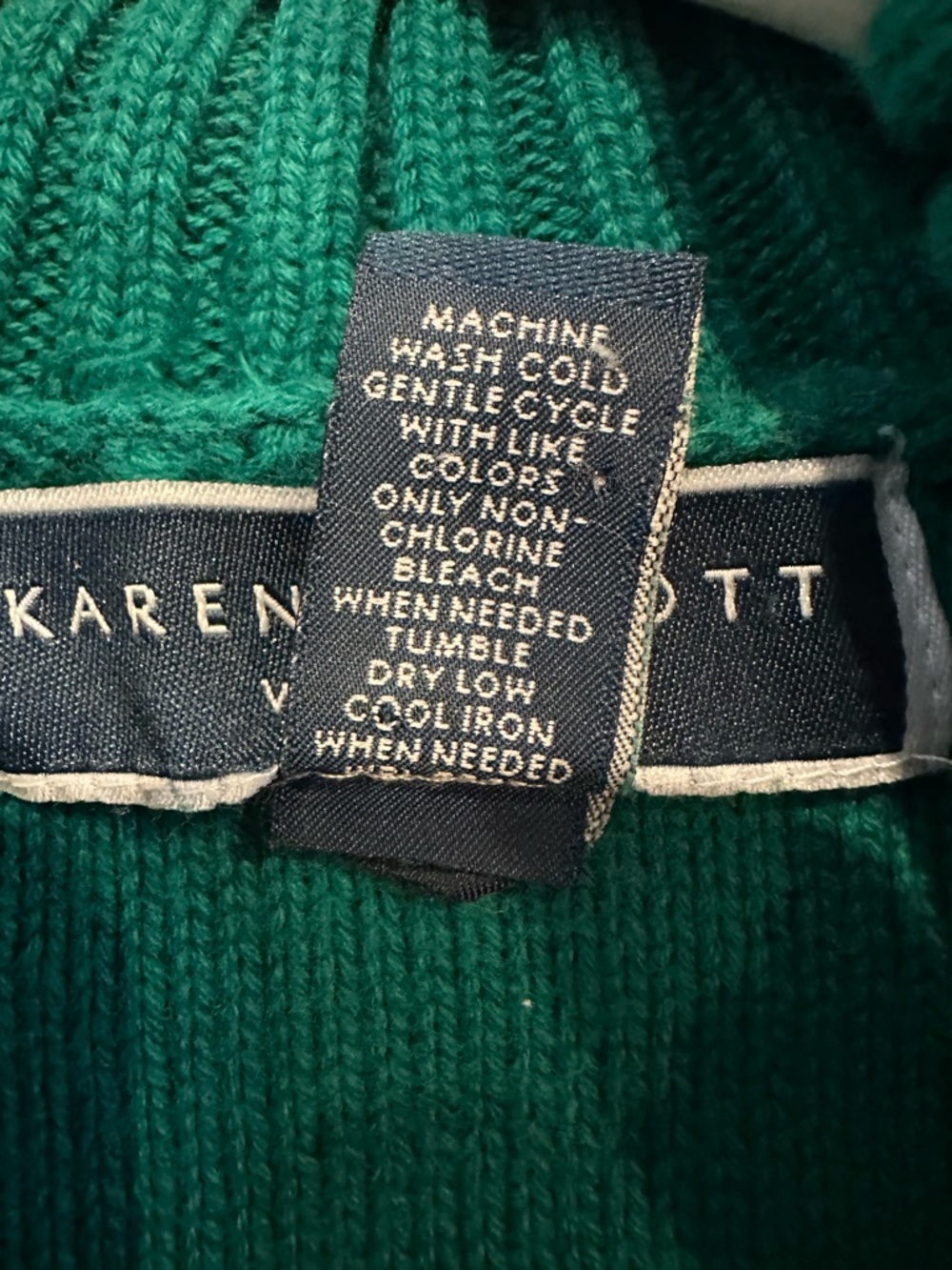 Karen Scott Green Cable Knit Shawl Collar Sweater Size 1X Cozy Buckle Accent - Picture 6 of 7